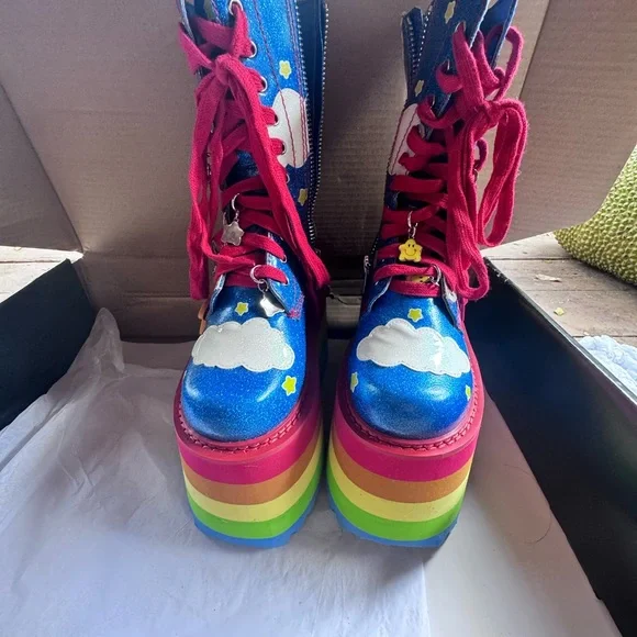 Dolls kill Care Bears Platform Boots with Rainbow Soles - Picture 2 of 5